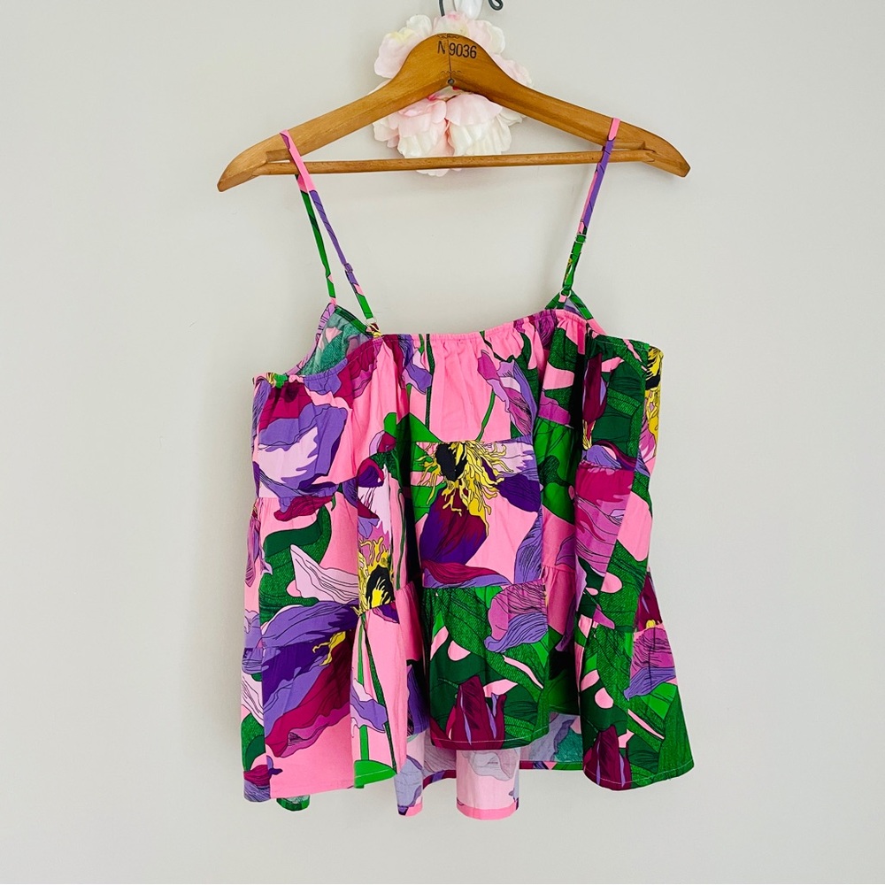 NWT Express Vibrant Botanical Floral Camisole Spaghetti Strap Top Small - Picture 9 of 9